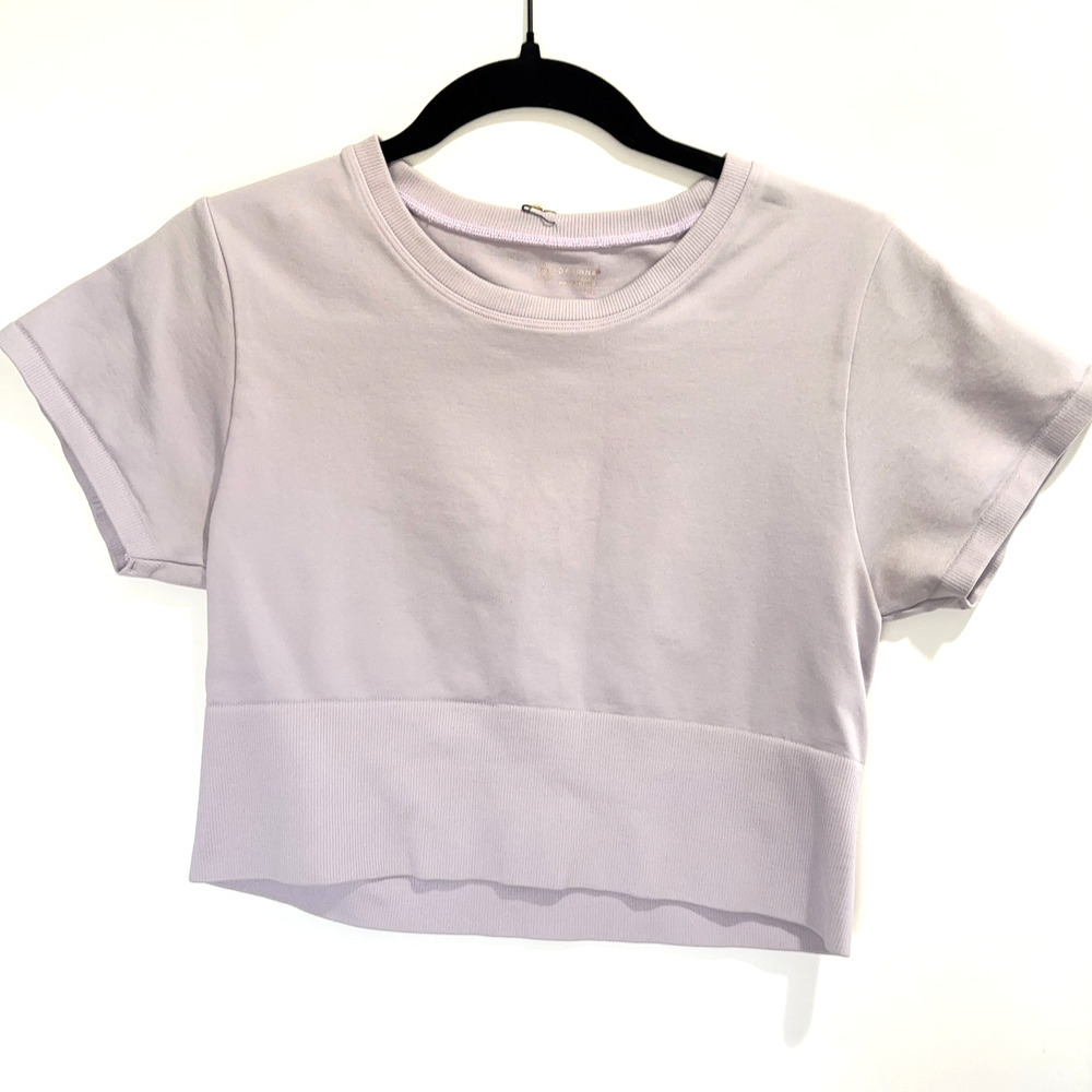 Offline by Aerie Seamless Crop Top Lavender Short Sleeve Shirt Stretchy Large